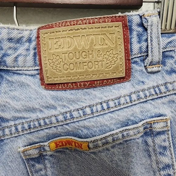 Edwin Blue Denim High Waist Shorts Size S