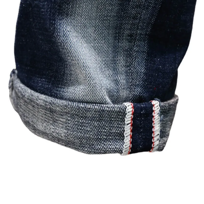 Elasticity Fit Slim Jeans Straight Pants Men's Ripped Jeans