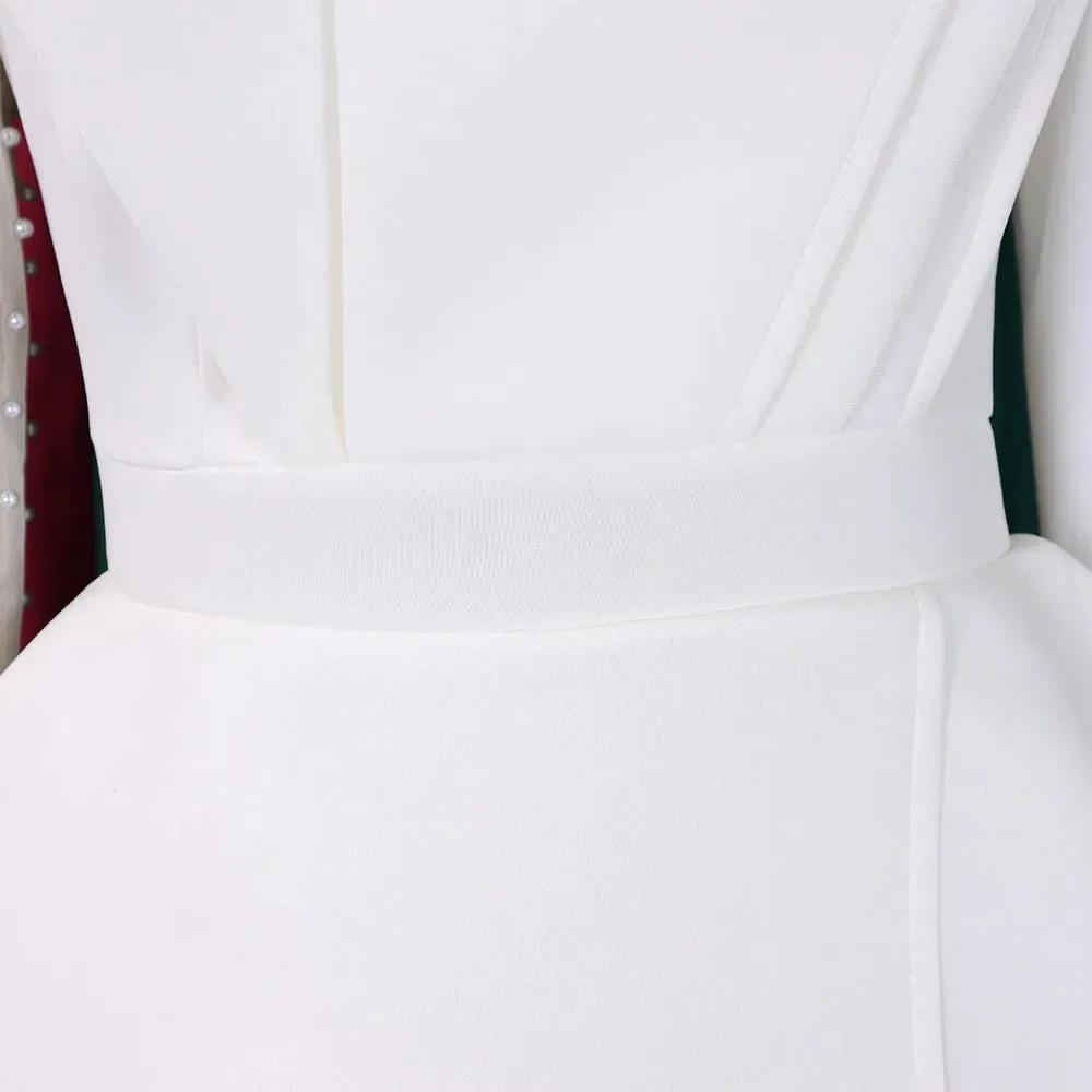 Elegant Beaded Transparent Sleeve High Waisted Jumpsuit