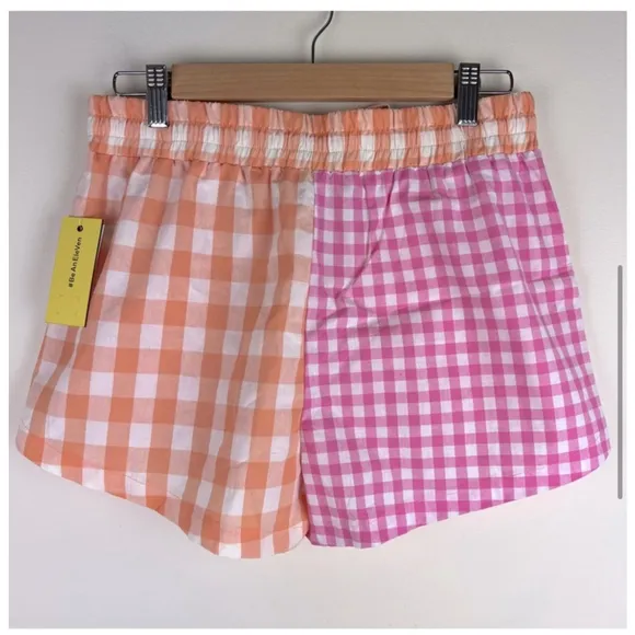 Eleven by Venus Williams Gingham Shorts Size L Checkered Coral Fuschia