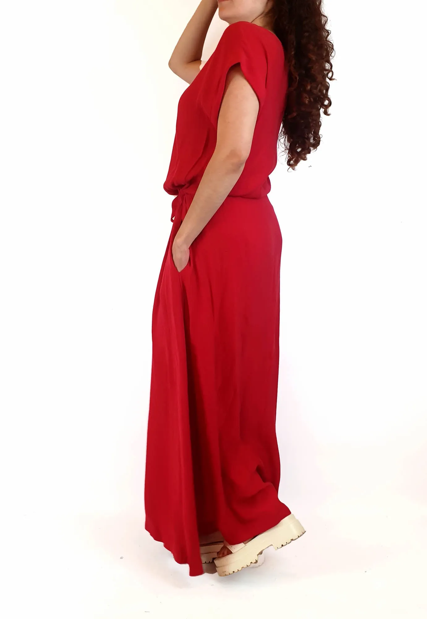 Elk red short sleeve maxi dress size 10