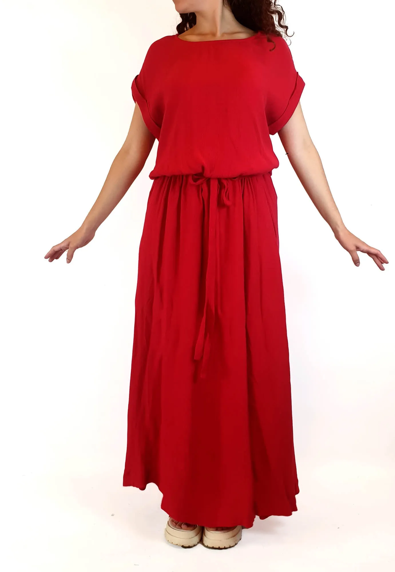 Elk red short sleeve maxi dress size 10