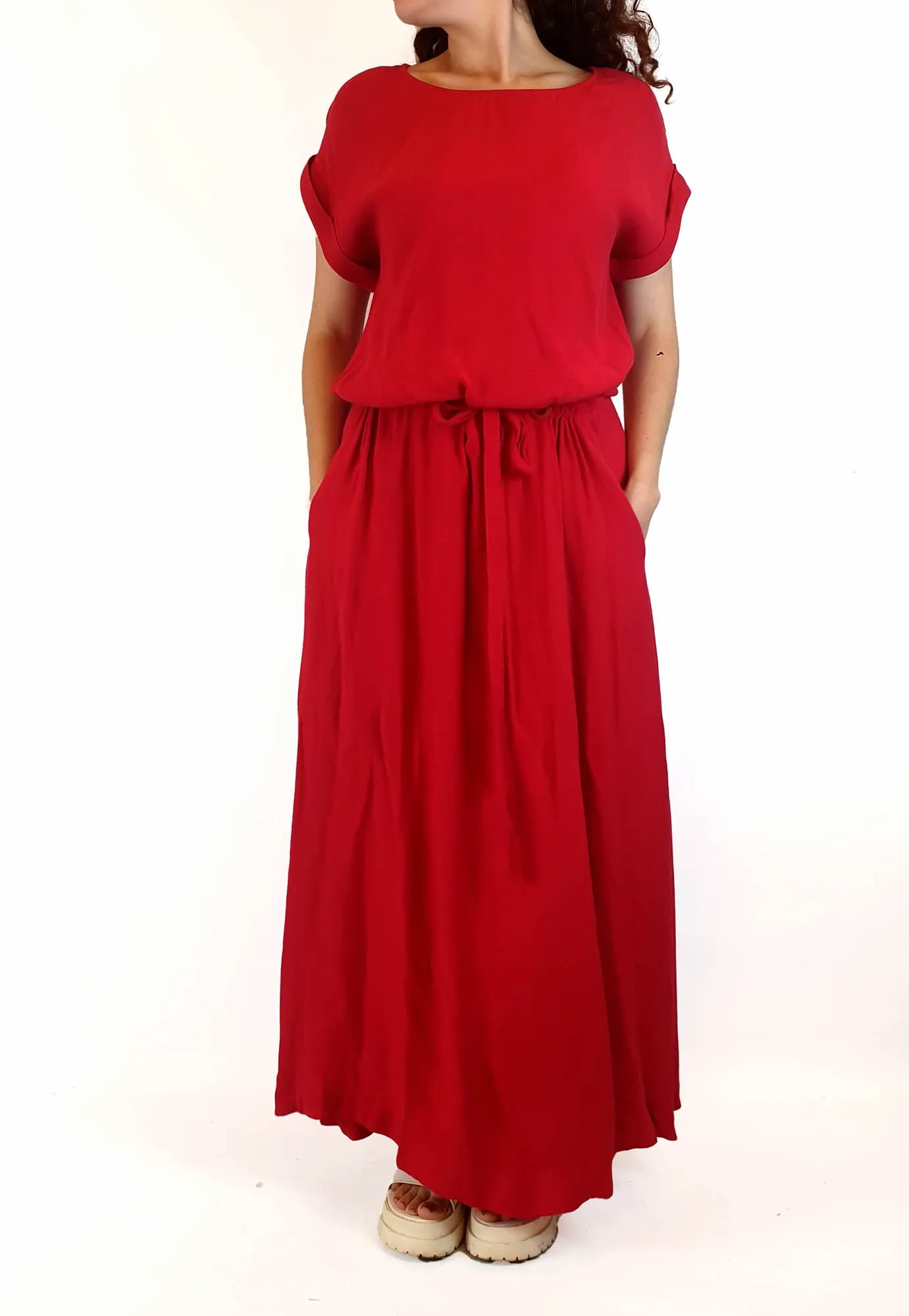 Elk red short sleeve maxi dress size 10