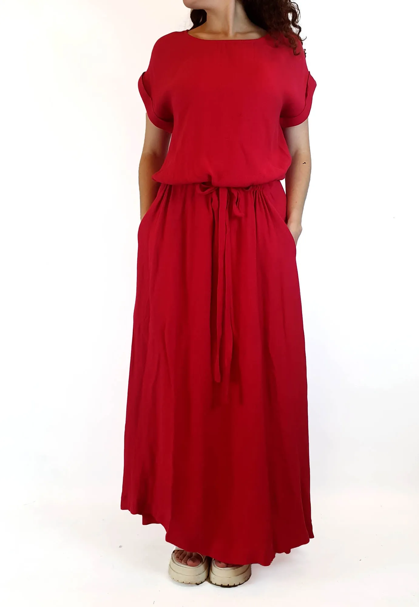 Elk red short sleeve maxi dress size 10