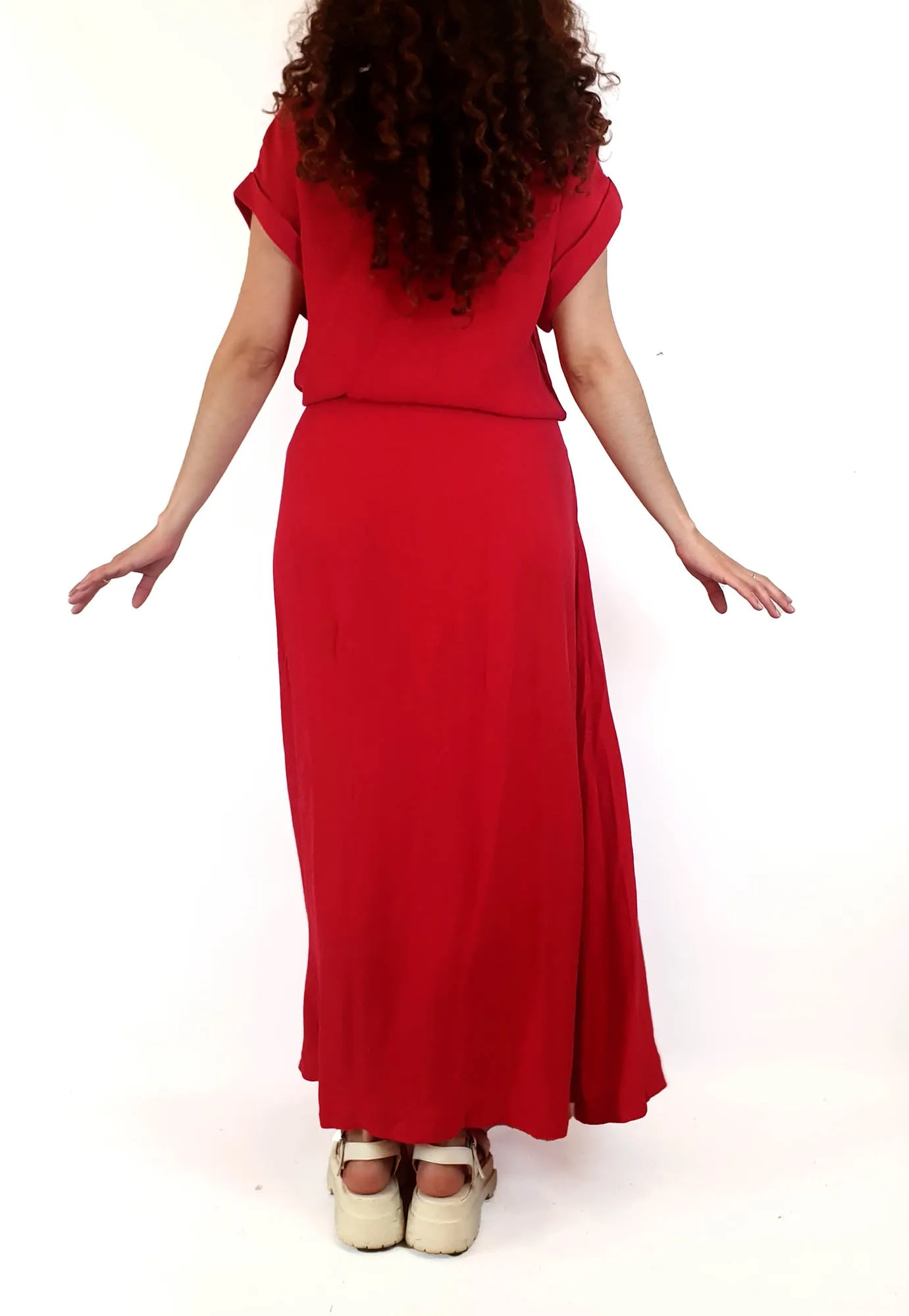 Elk red short sleeve maxi dress size 10