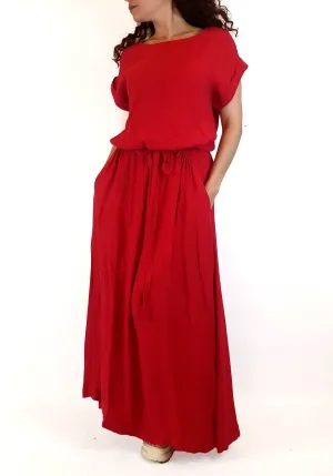 Elk red short sleeve maxi dress size 10