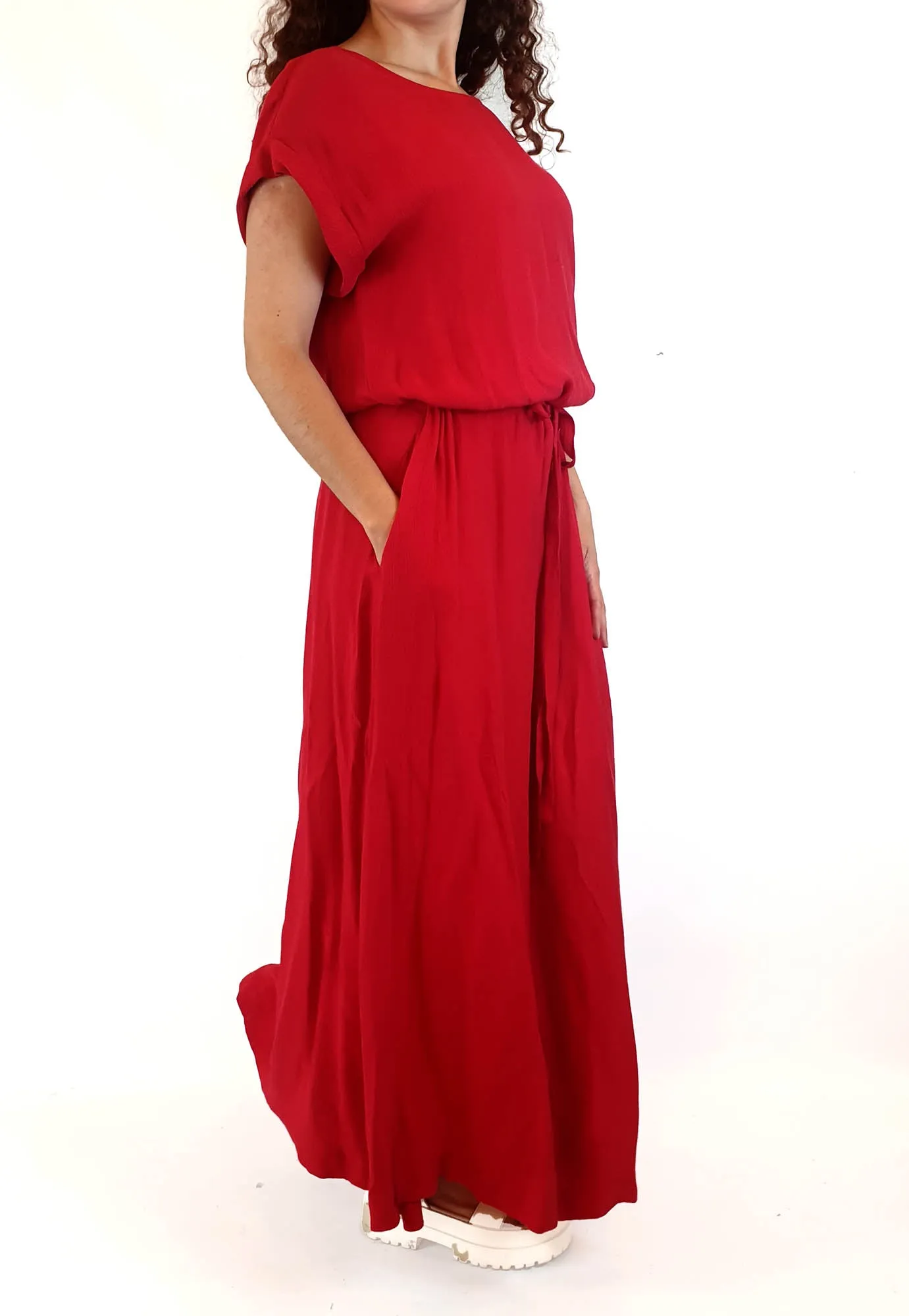Elk red short sleeve maxi dress size 10