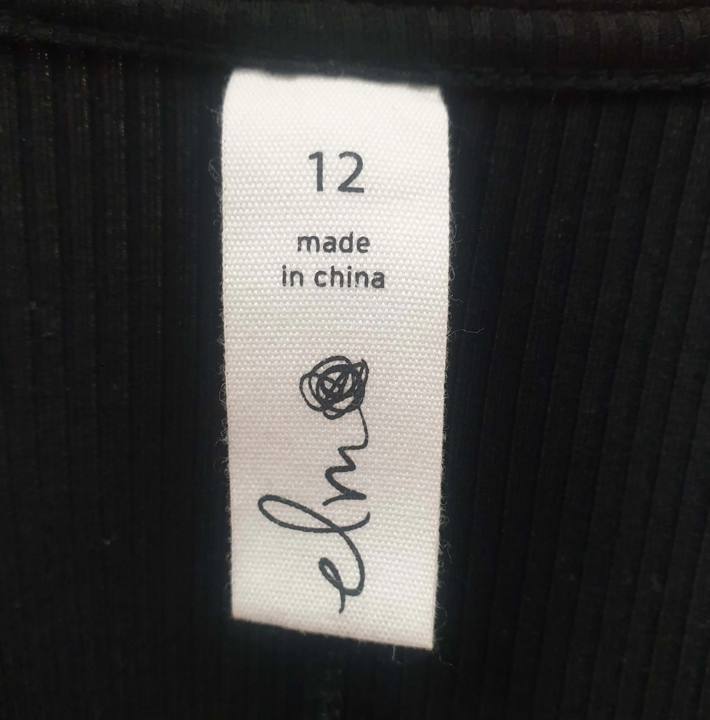 Elm black ribbed maxi dress size 12