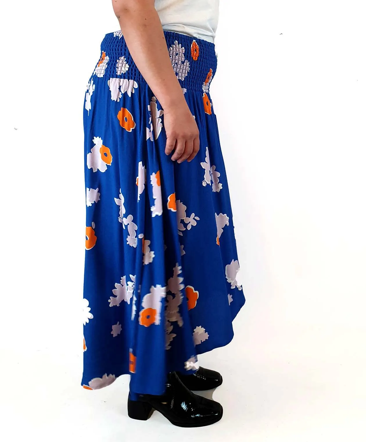 Elm blue floral print layered maxi skirt size 14