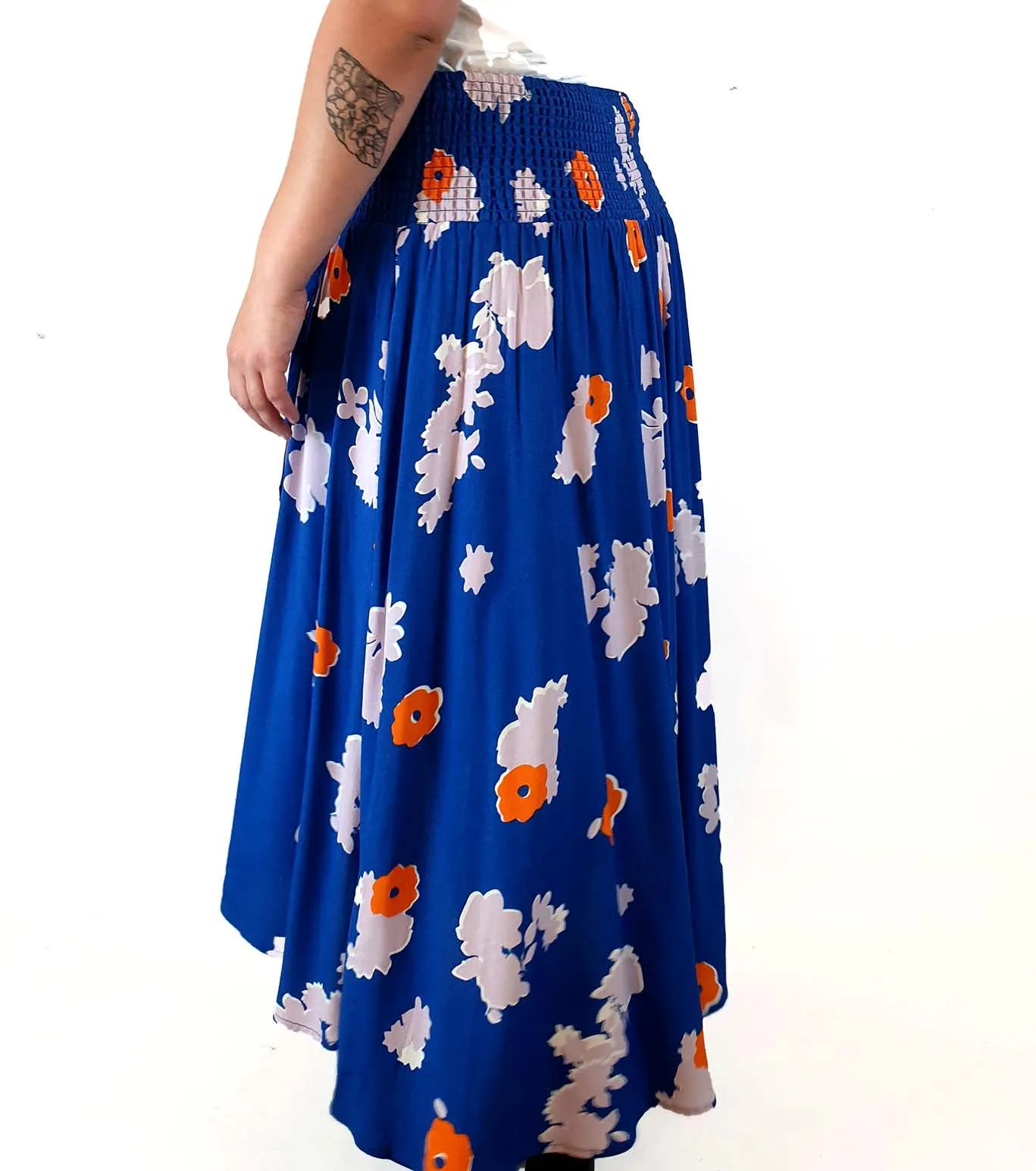 Elm blue floral print layered maxi skirt size 14