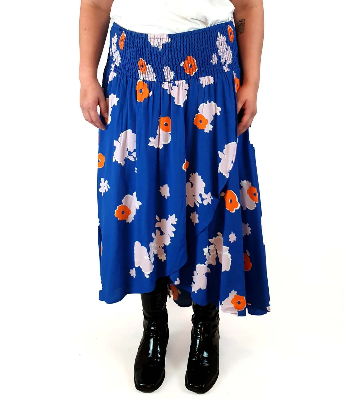 Elm blue floral print layered maxi skirt size 14