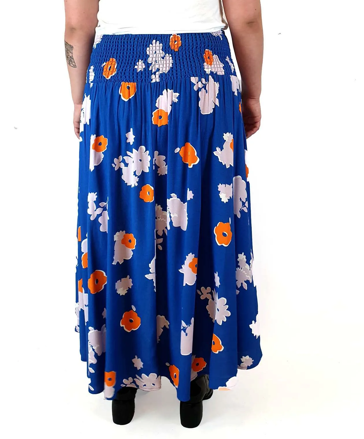 Elm blue floral print layered maxi skirt size 14