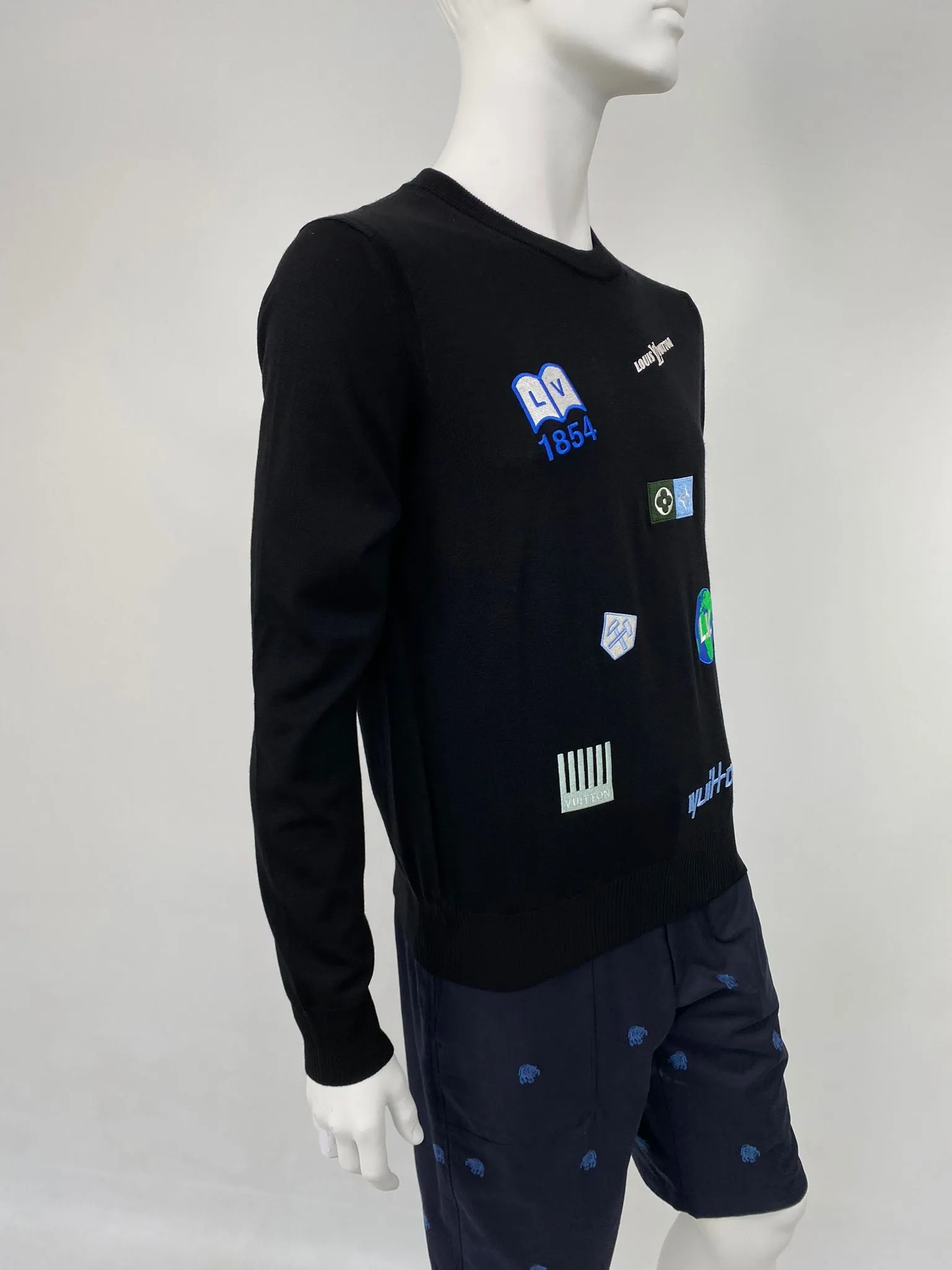 Embroidered Multi Logo Crewneck