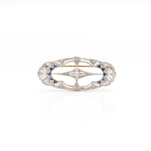 Estate Collection Diamond & Sapphire Brooch