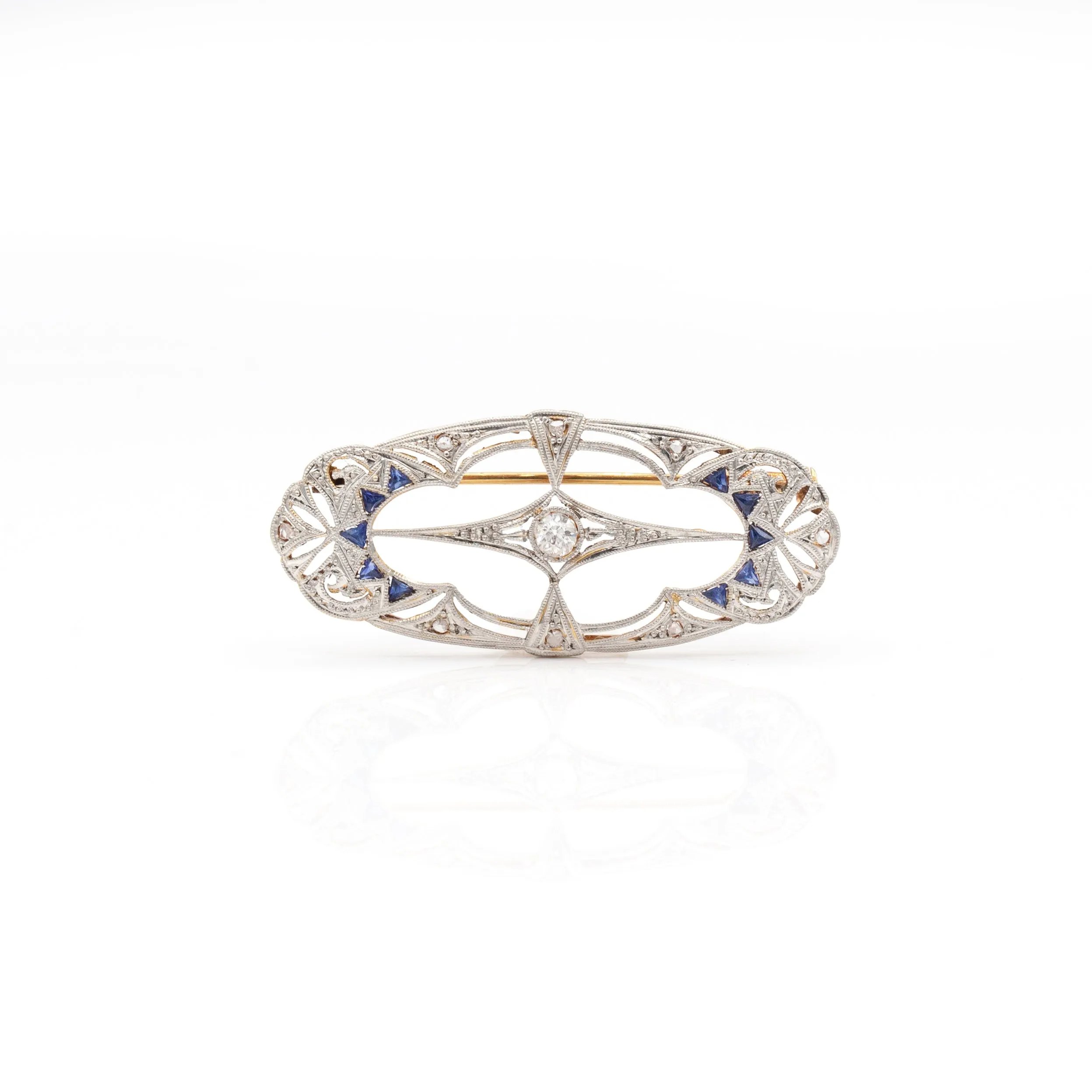 Estate Collection Diamond & Sapphire Brooch