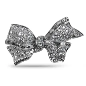 Estate Platinum Diamond Bow Pin