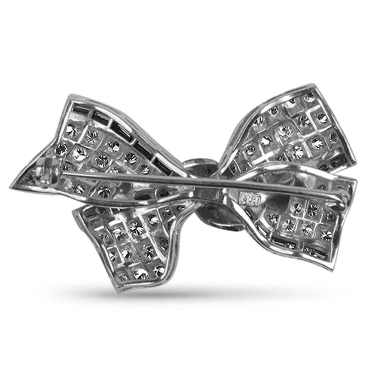 Estate Platinum Diamond Bow Pin