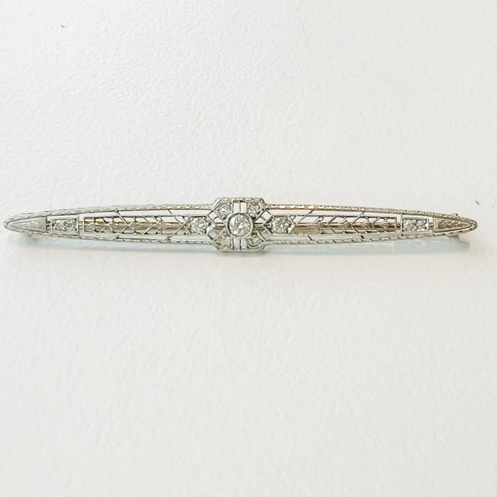 Estate Vintage Filigree Old European Cut Diamond Pin