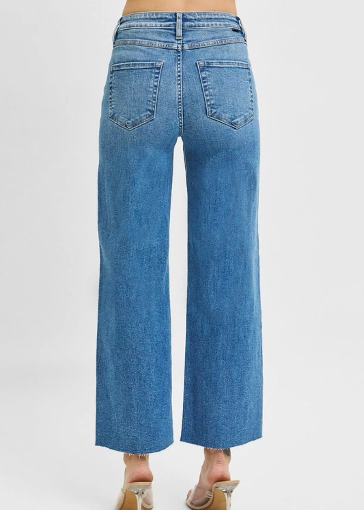 Extended Risen Tummy Control Crop Wide Leg Jeans (Med)