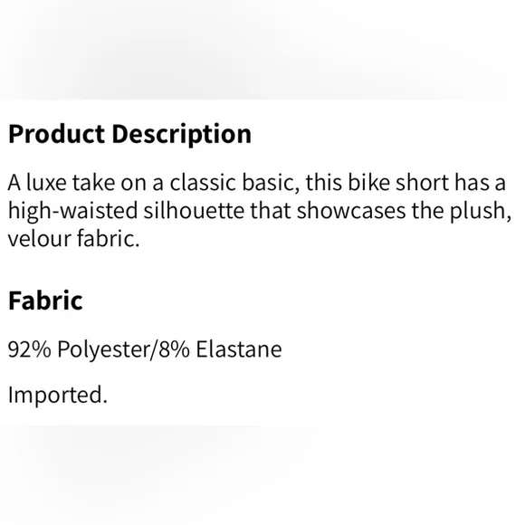 Fabletics Velour biker shorts