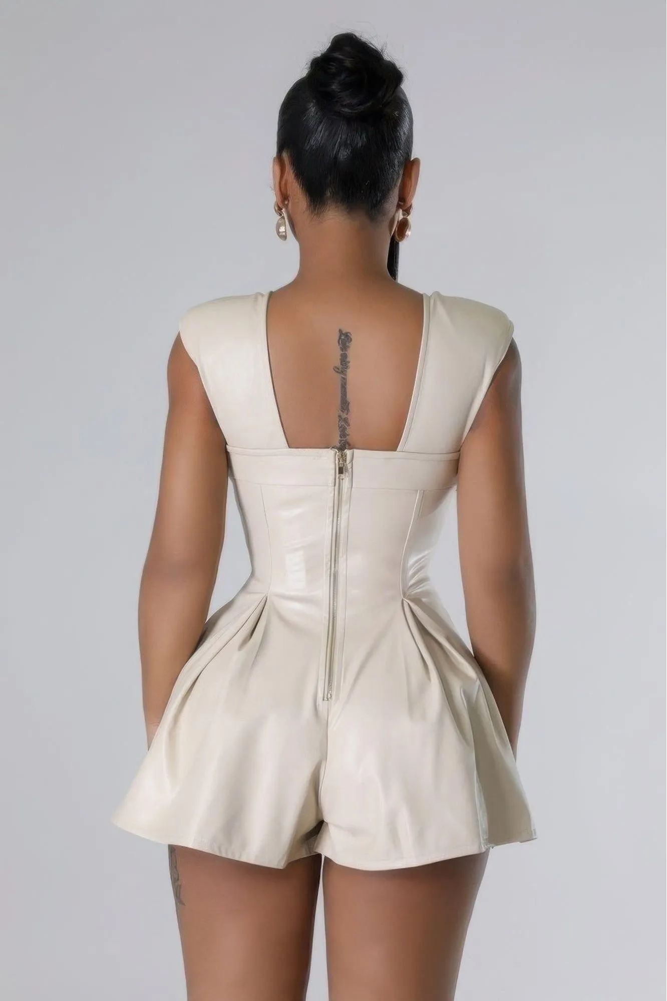 Faux Leather Semi-Stretch Romper