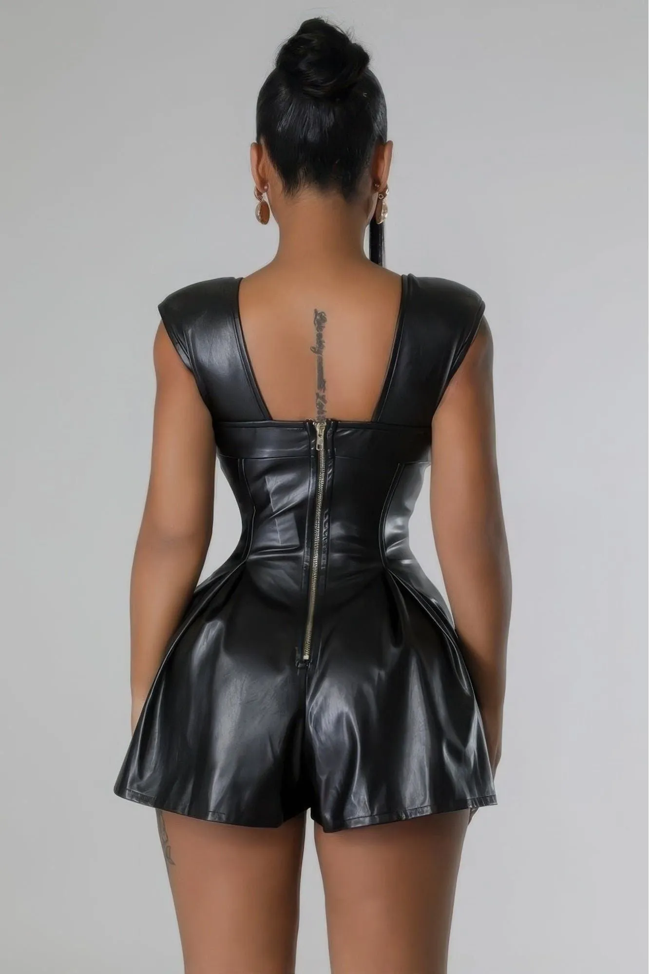 Faux Leather Semi-Stretch Romper