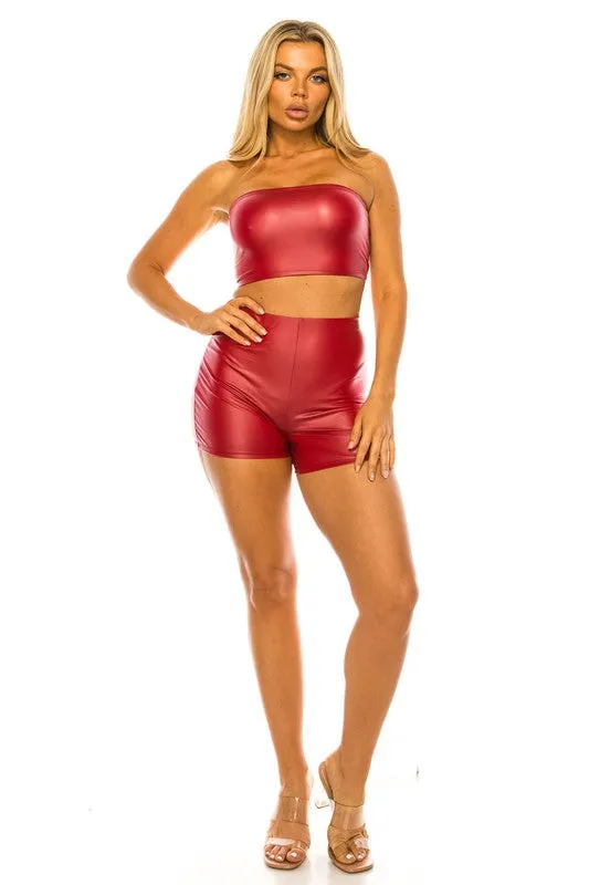 FAUX LEATHER SHORTS