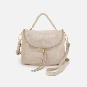 Fern Top Handle Satchel In Metallic Leather - Sand Shimmer