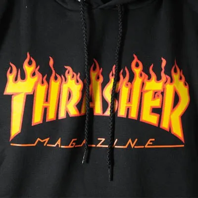 Flame Hooded Sweat Black