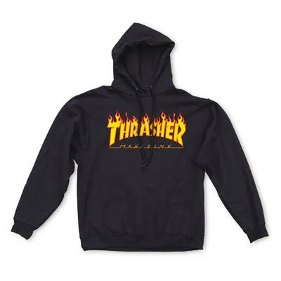 Flame Hooded Sweat Black