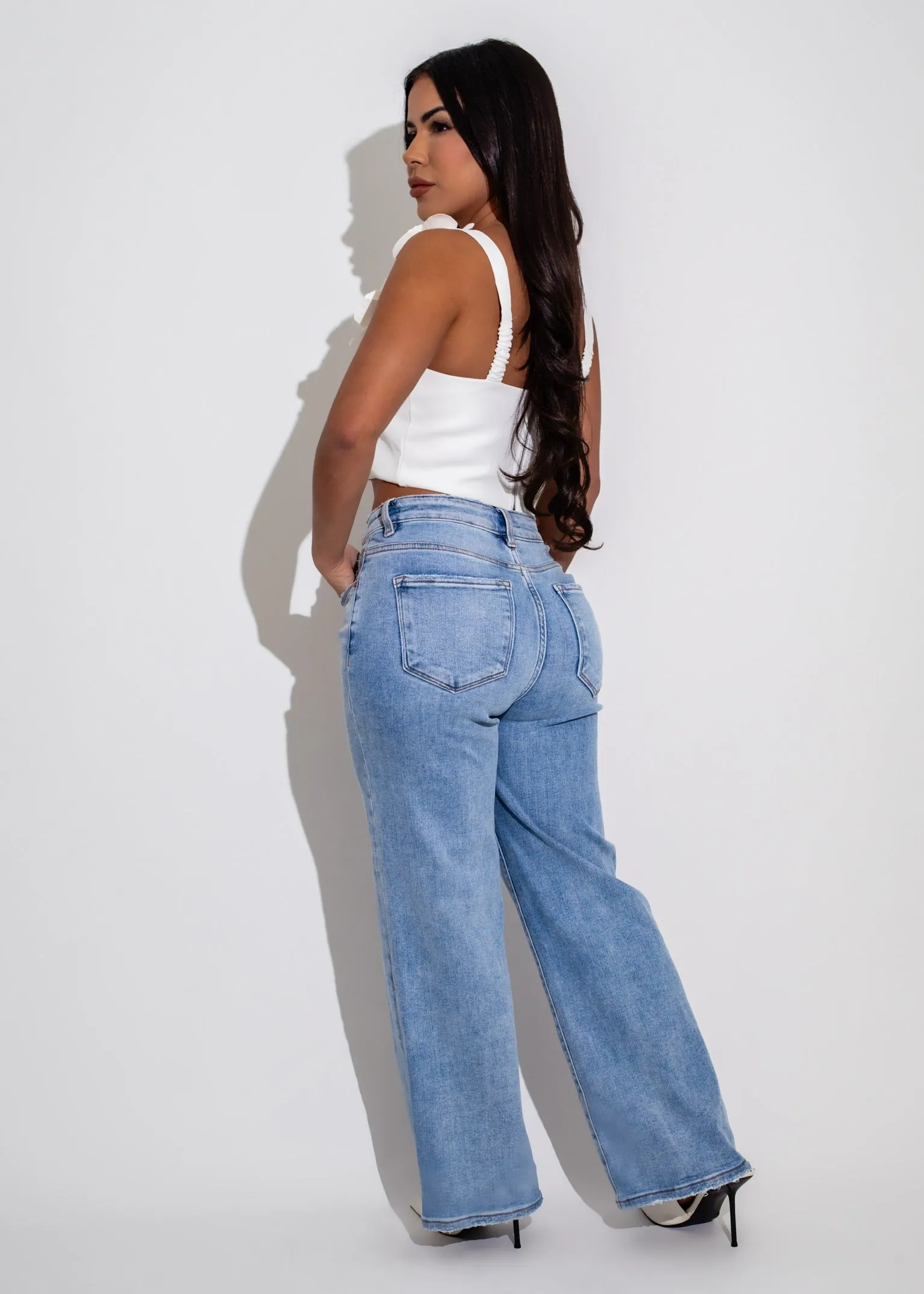 Floral Luxe Pearls Crop Top White