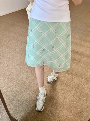 Floral Plaid Skirt