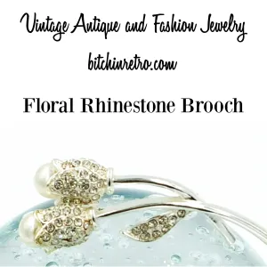 Floral Rhinestone Brooch With Pearl Flower Buds