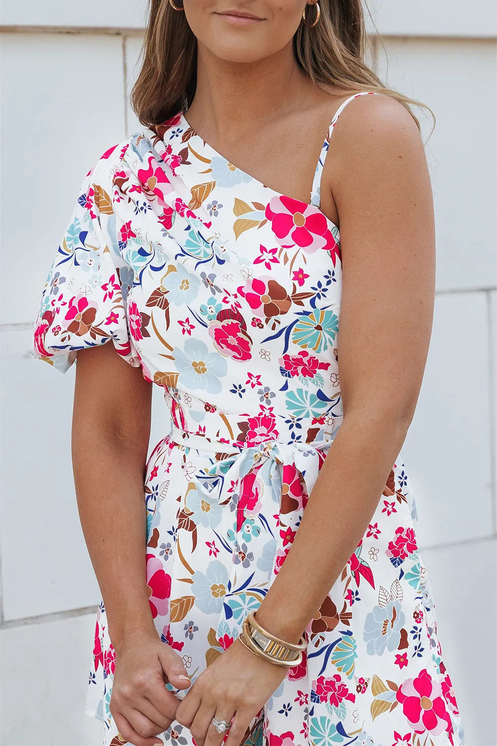Floral Slant Shoulder Romper