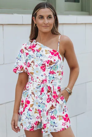 Floral Slant Shoulder Romper
