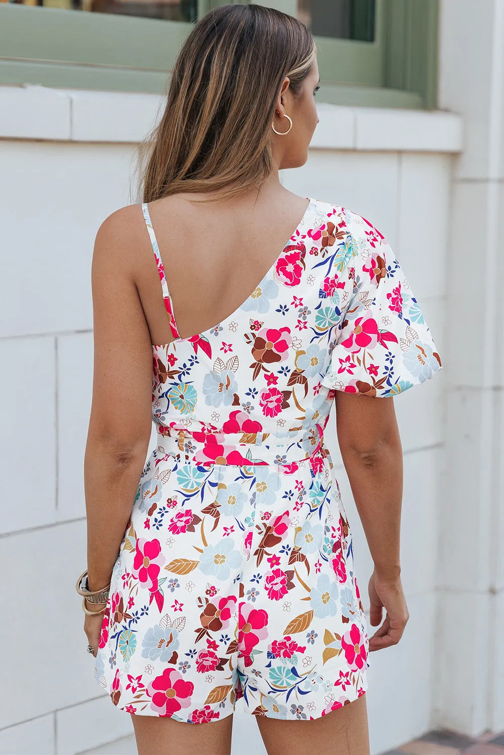 Floral Slant Shoulder Romper