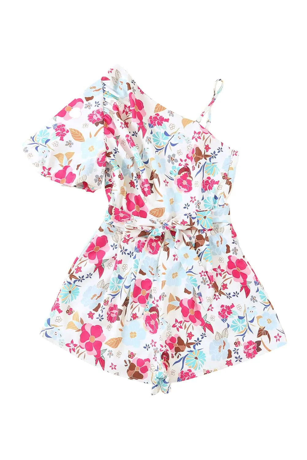 Floral Slant Shoulder Romper
