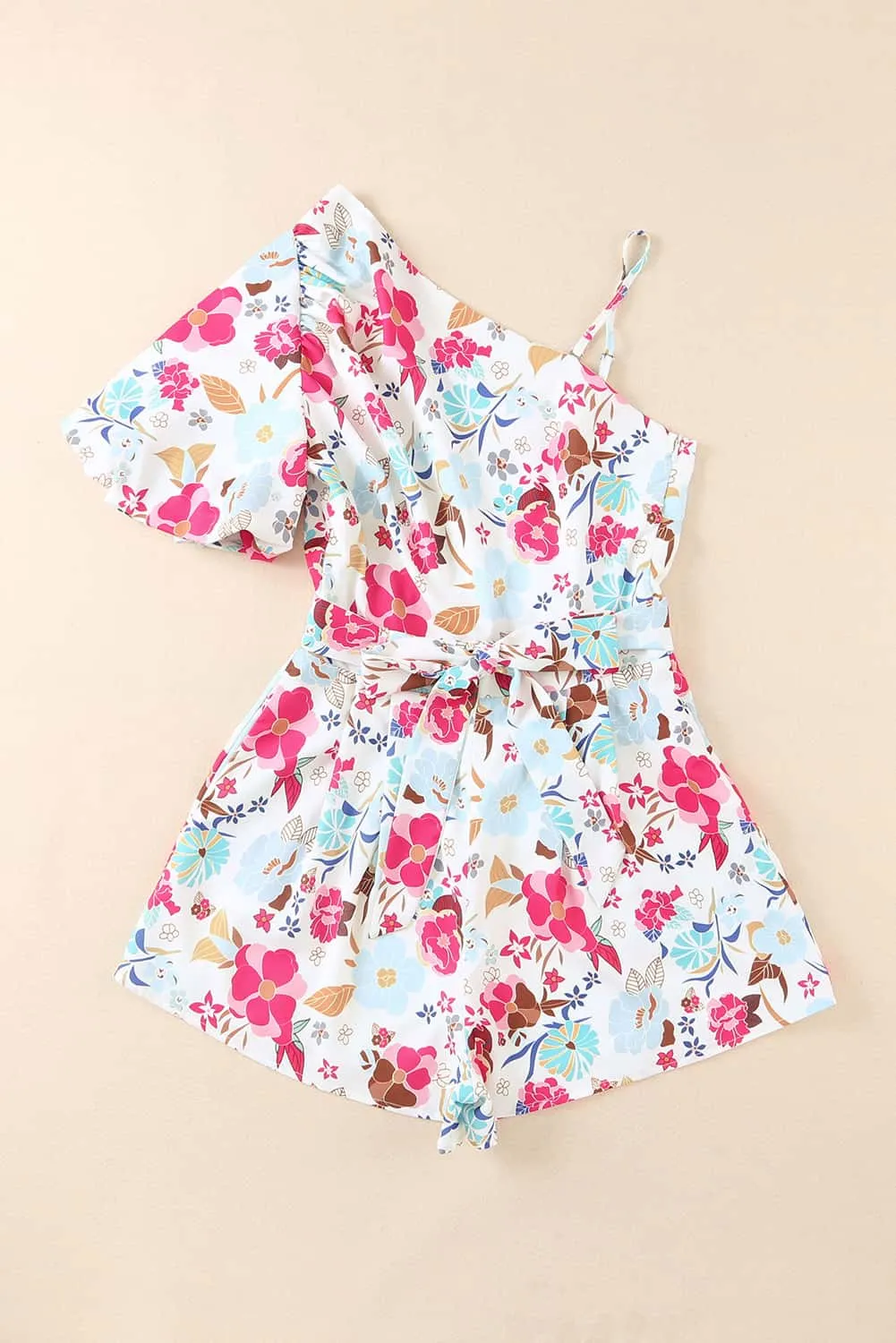 Floral Slant Shoulder Romper