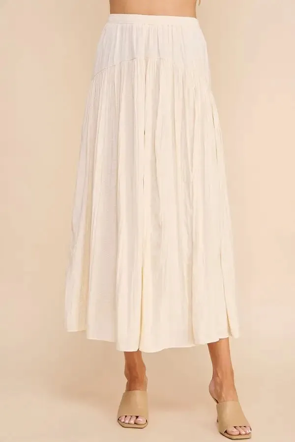 FLOWY CRINKLE SATEEN MAXI SKIRT