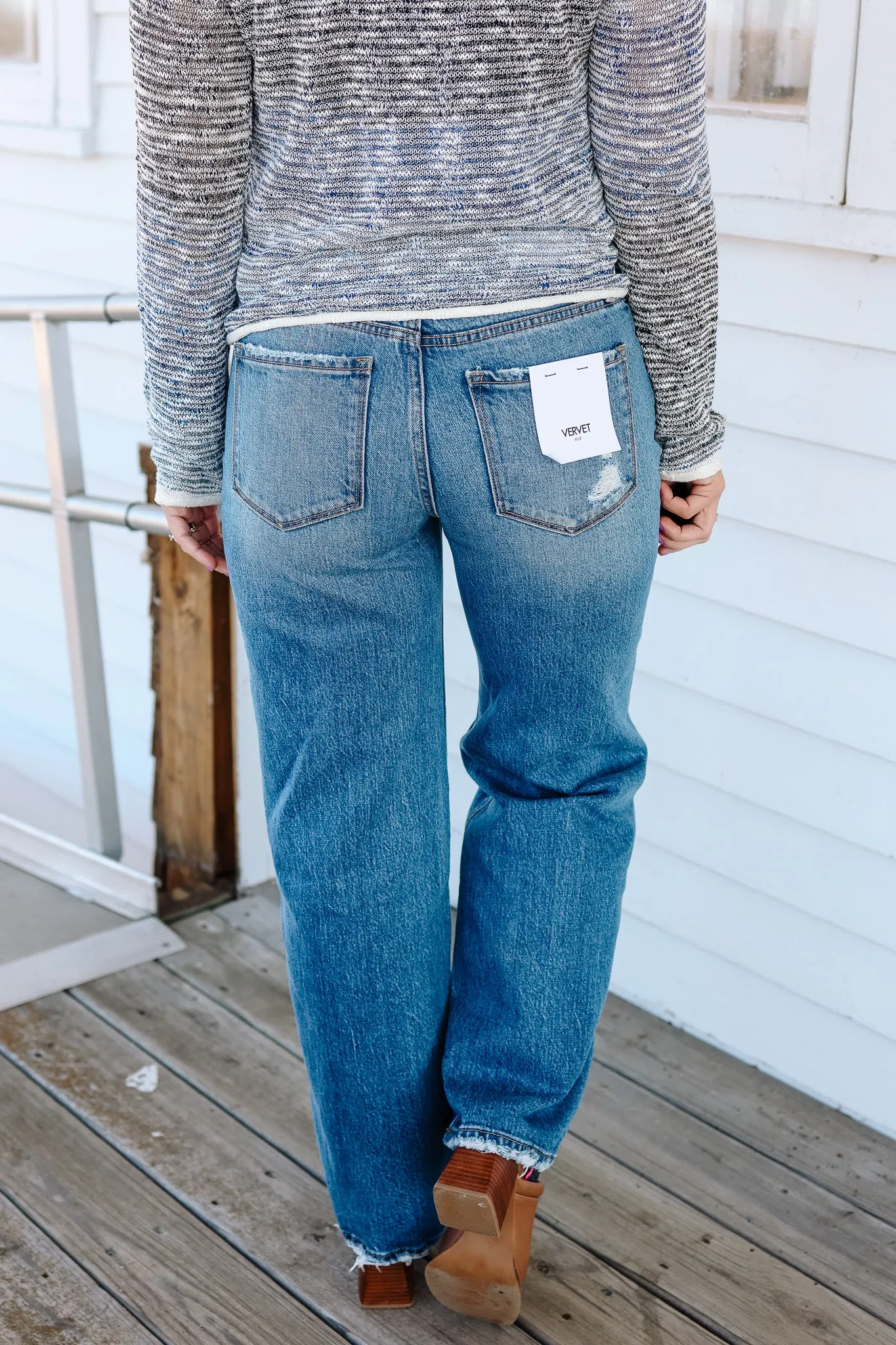 FLYING MONKEY: Kit High Rise Studded Wide Jeans