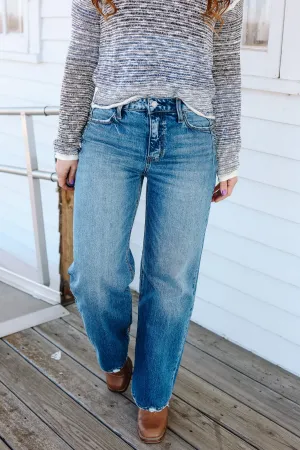 FLYING MONKEY: Kit High Rise Studded Wide Jeans