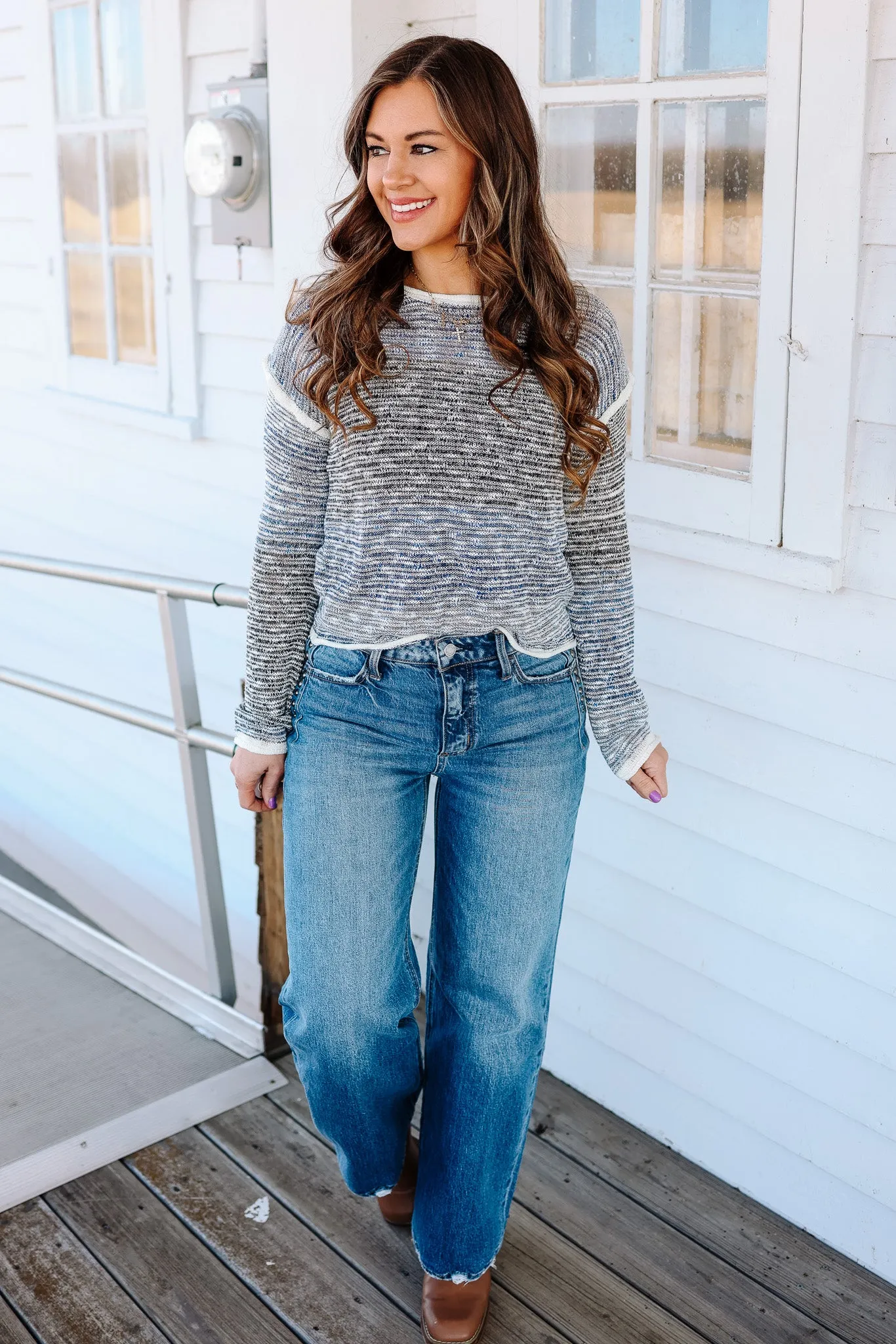 FLYING MONKEY: Kit High Rise Studded Wide Jeans