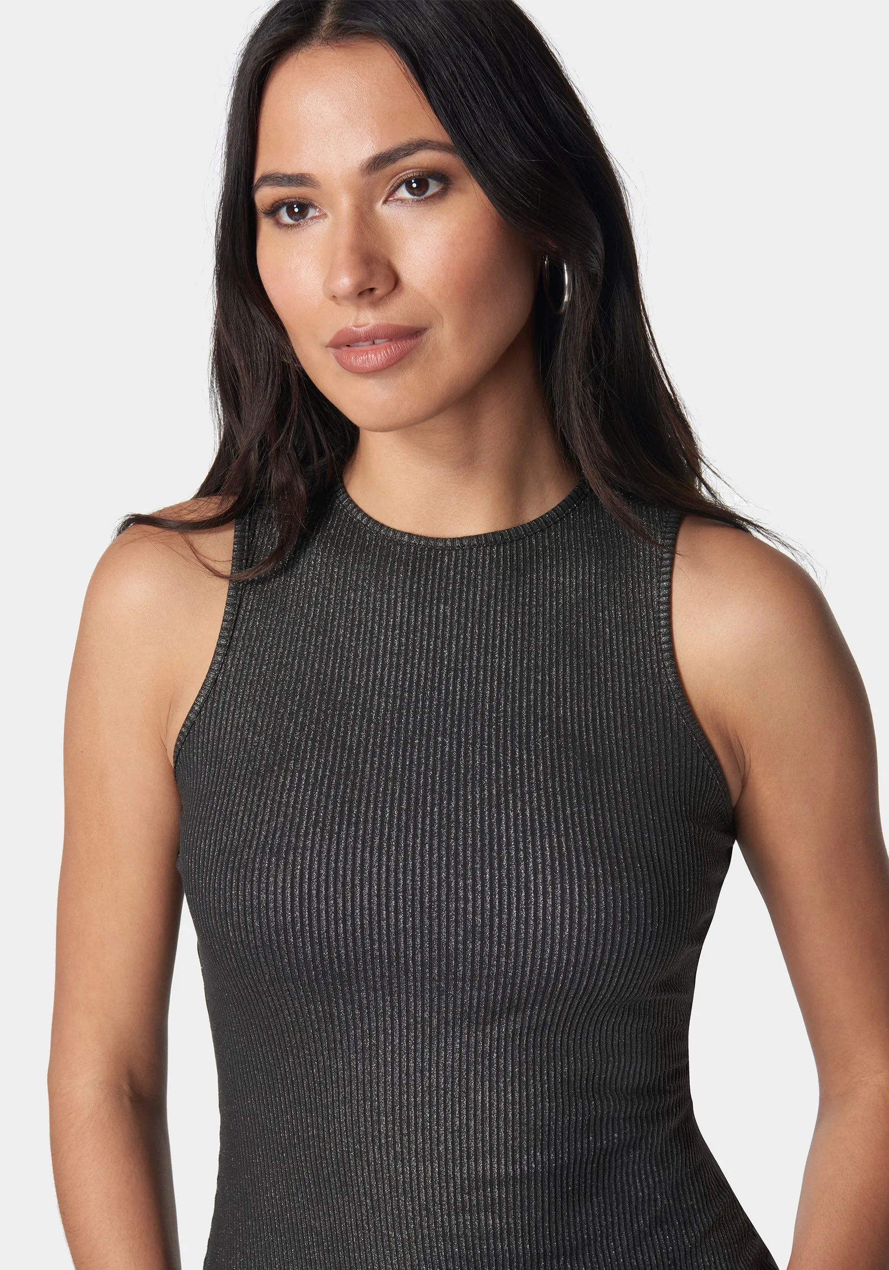 Foil Rib Sleeveless Maxi Dress