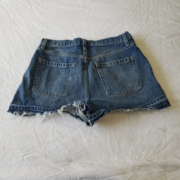 FRAME High Waist Mosaic Shorts Size 28 Raw Hem MSRP $210 Mesa Wash