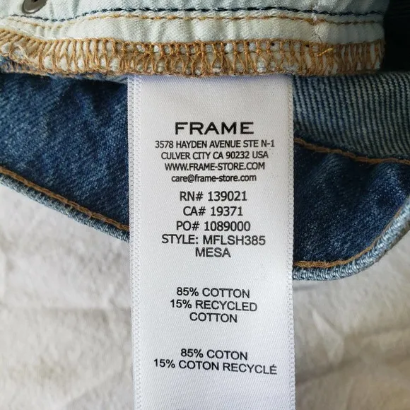 FRAME High Waist Mosaic Shorts Size 28 Raw Hem MSRP $210 Mesa Wash