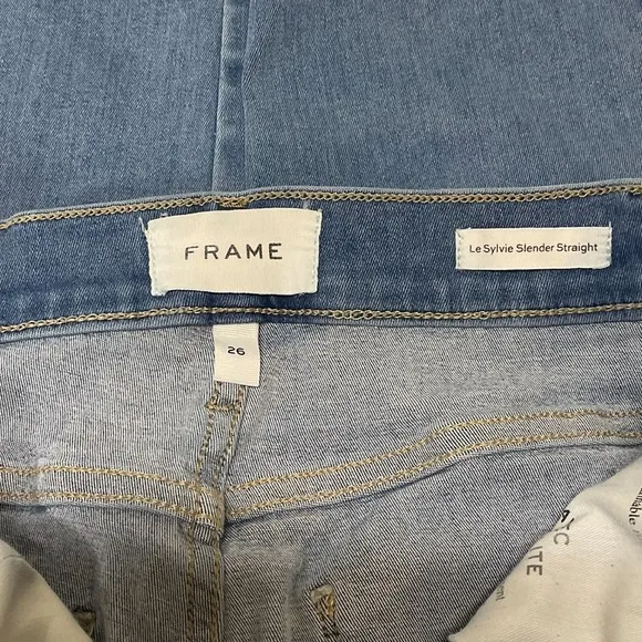 FRAME Le Sylvie Slender Straight Jeans in Lapis Womens Sz 26