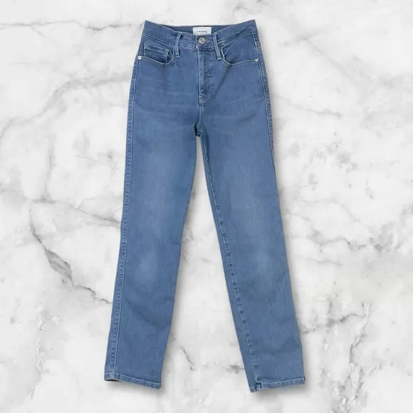 FRAME Le Sylvie Slender Straight Jeans in Lapis Womens Sz 26
