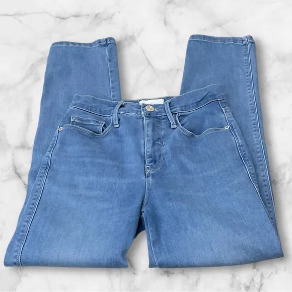 FRAME Le Sylvie Slender Straight Jeans in Lapis Womens Sz 26