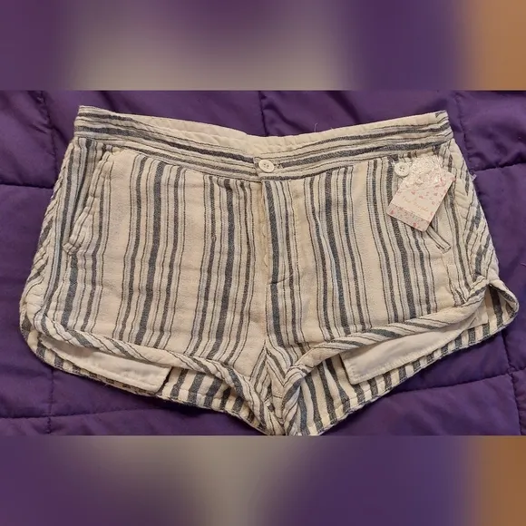 Free People Striped Linen Shorts