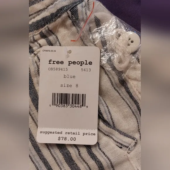 Free People Striped Linen Shorts
